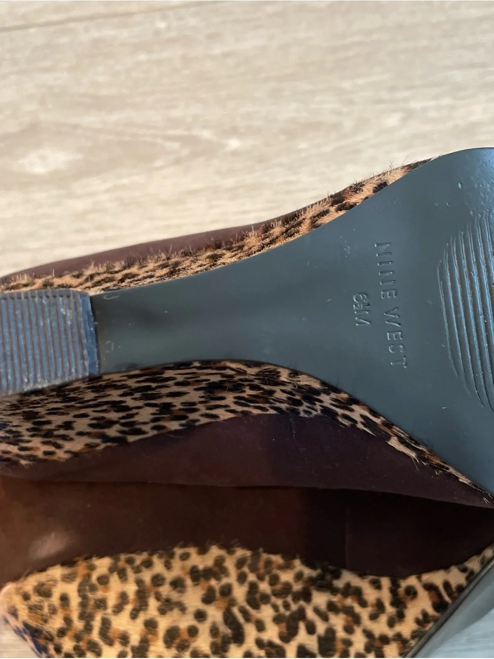 Nine West Brown Suede Wedges (6.5) with Leopard-Print Heel